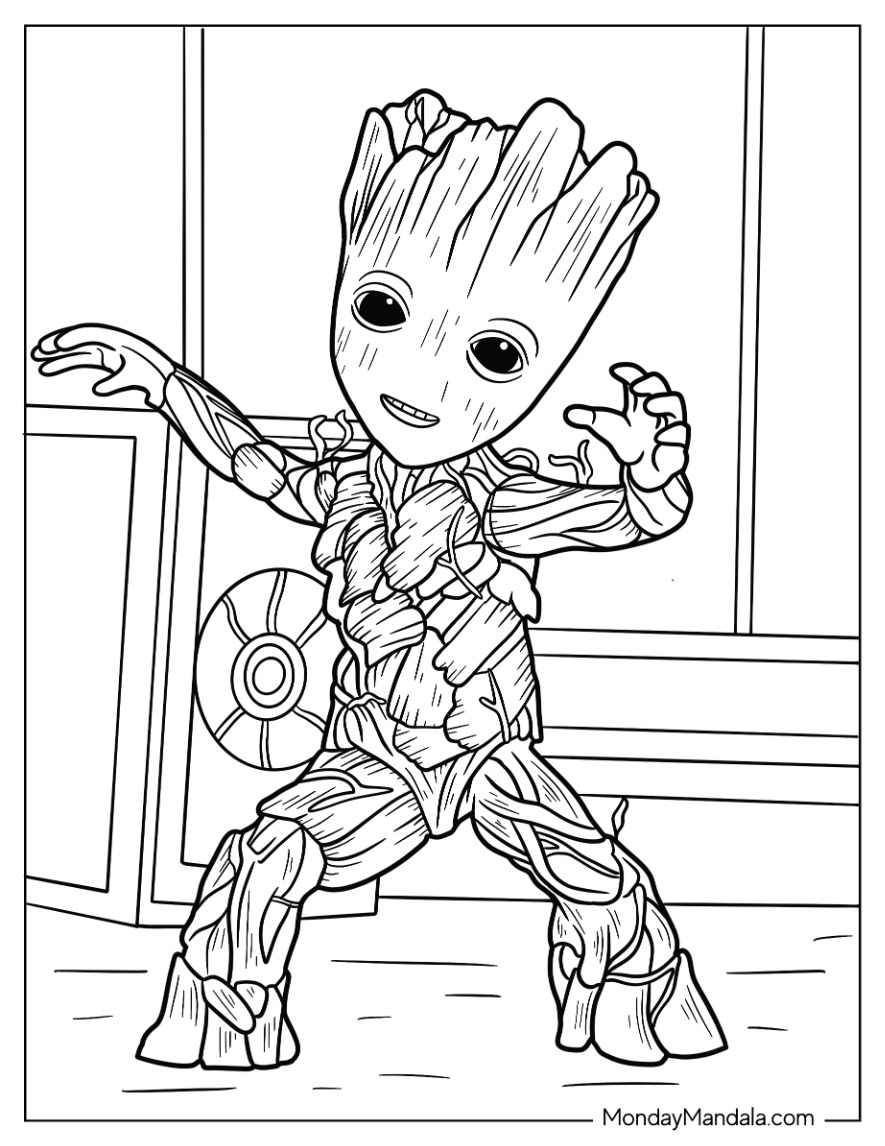 Groot coloring pages free pdf printables
