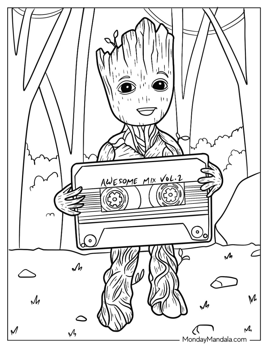Groot coloring pages free pdf printables