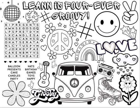 Customizable four ever groovy printable coloring page forever groovy groovy birthday groovy girl two groovy groovy one
