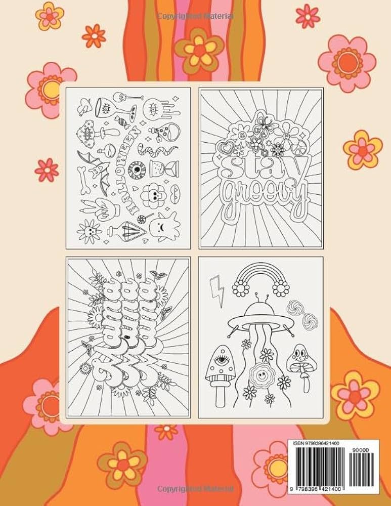 Groovy loring book for teens aesthetic vintage loring pages