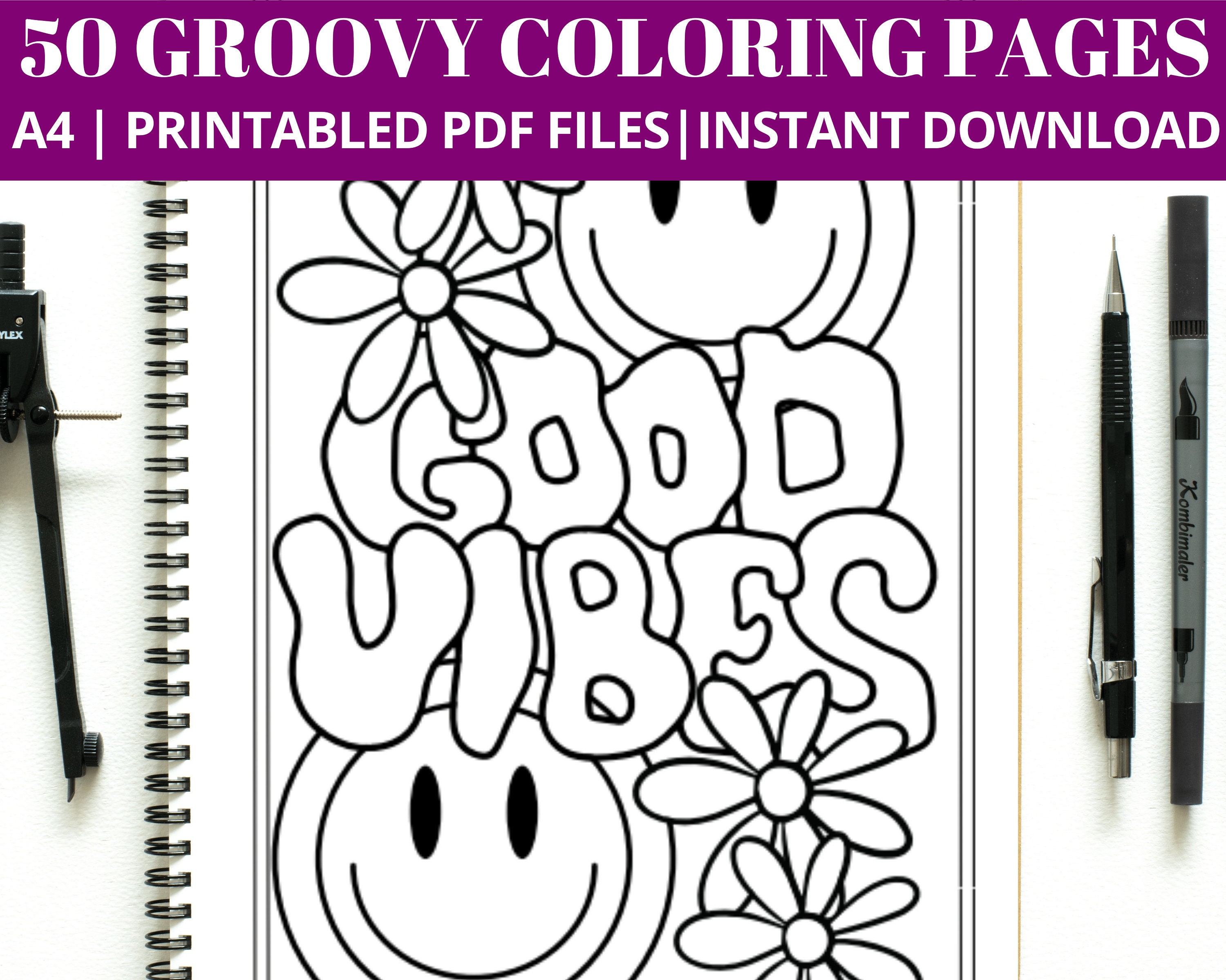 Groovy coloring pages kids coloring sheets groovy birthday groovy party birthday activities coloring pages printable