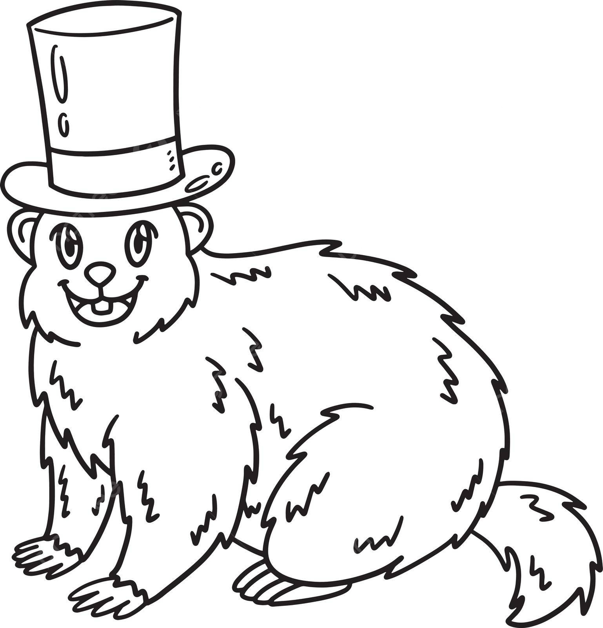 Groundhog with top hat isolated coloring page outline design thickwood badger vector outline design thickwood badger png and vector with transparent background for free download