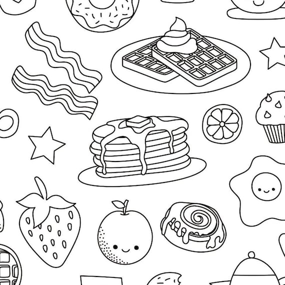Jumbo breakfast coloring poster coloring banner birthday coloring brunch party decor donut grow up pancakes and pajamas waffle party