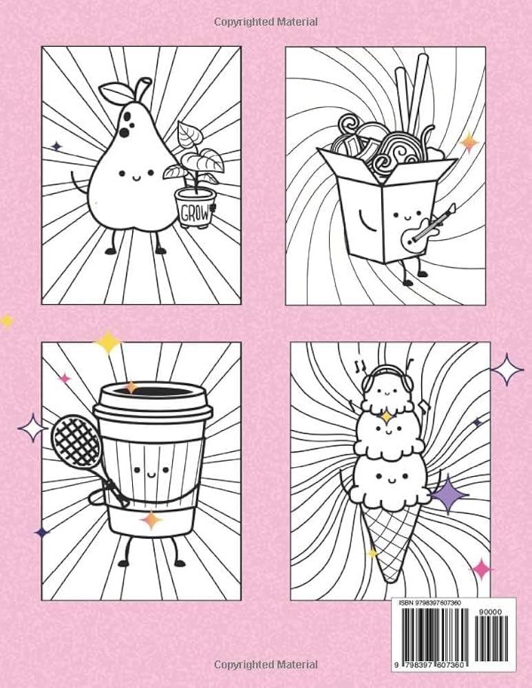 Cute and yummy kawaii food coloring book cute and easy coloring pages with kawaii food fruits sweet treats for kids and busy adults enzo benzo books