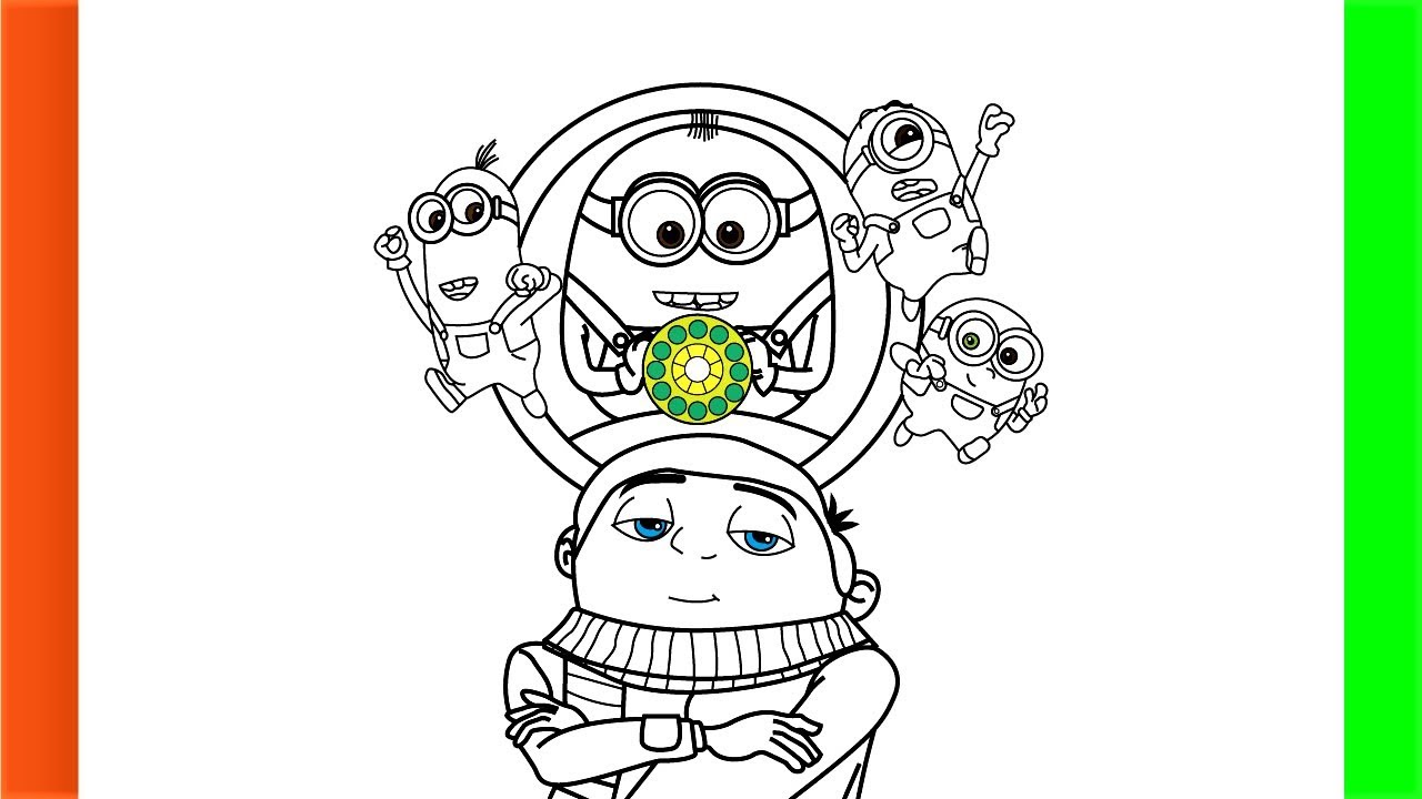How to draw felonious gru and minions step by step