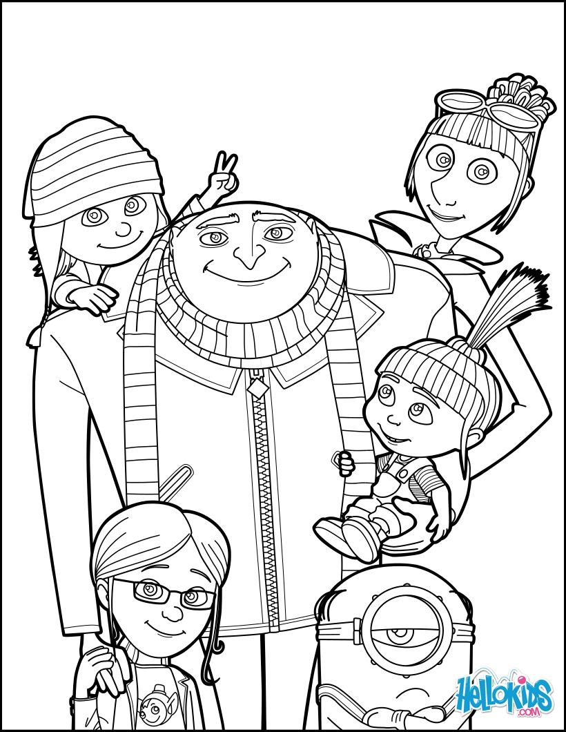 Despicable me gru and all the family coloring page more despicable me coloring â pagine da colorare disney disegni da colorare disegni da colorare per bambini