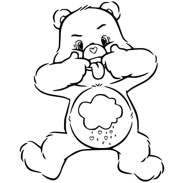 Naughty grumpy bear coloring page
