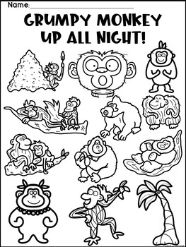 Grumpy monkey up all night picture book writing sequencing coloring activity