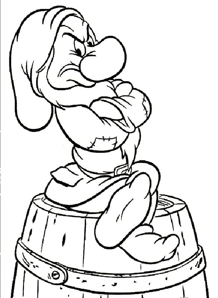Grumpy dwarf from snow white coloring page