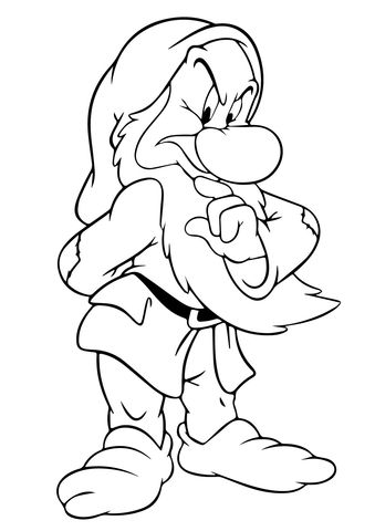 Grumpy dwarf coloring page free printable coloring pages snow white coloring pages disney coloring pages disney drawings