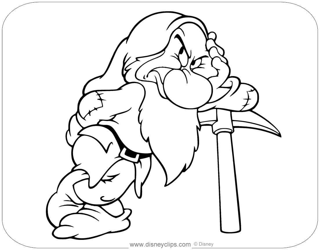 Snow white and the seven dwarfs coloring page