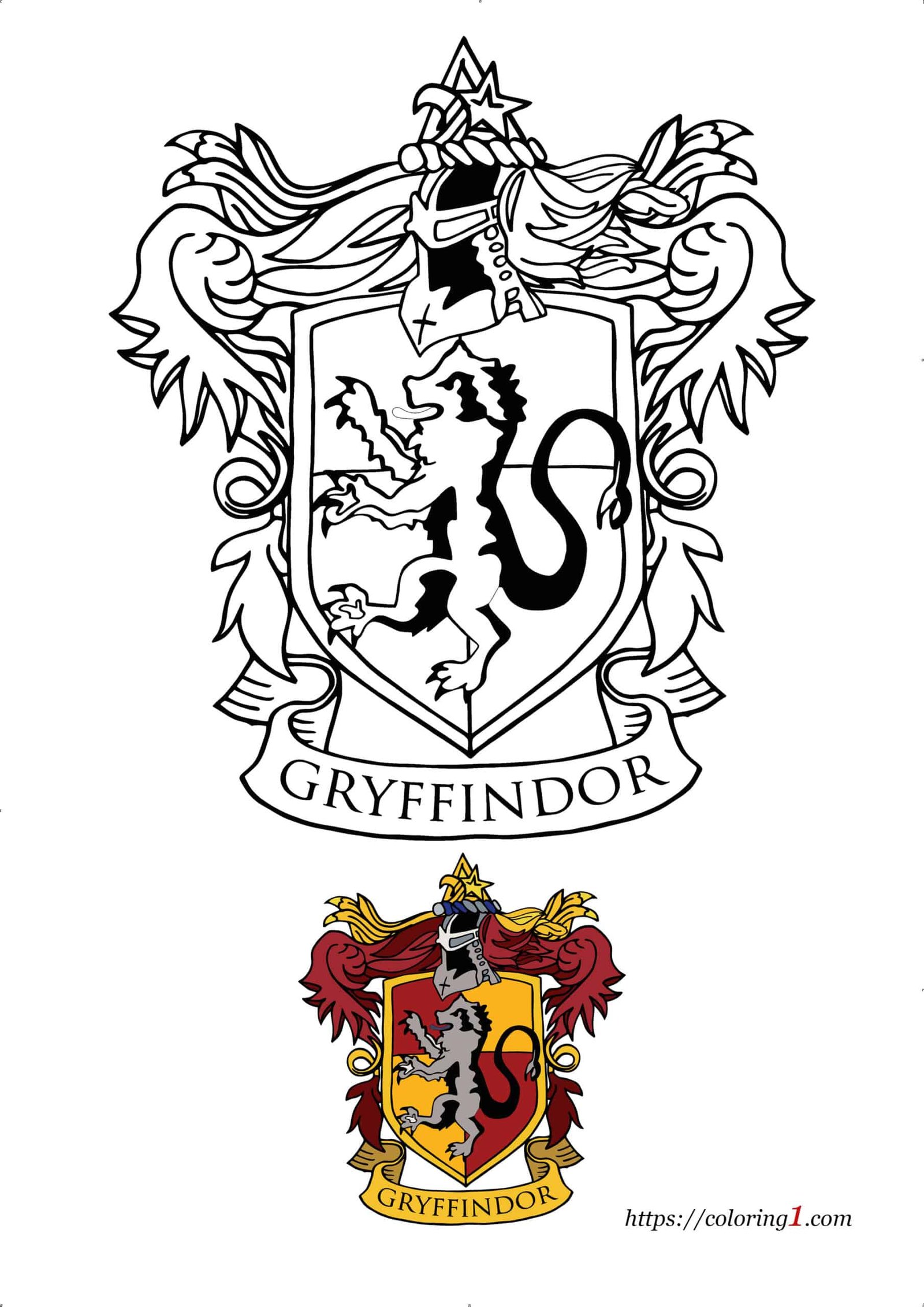 Harry potter gryffindor coloring pages
