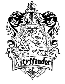 Harry potter gryffindor crest coloring sheet by artwithmissko tpt