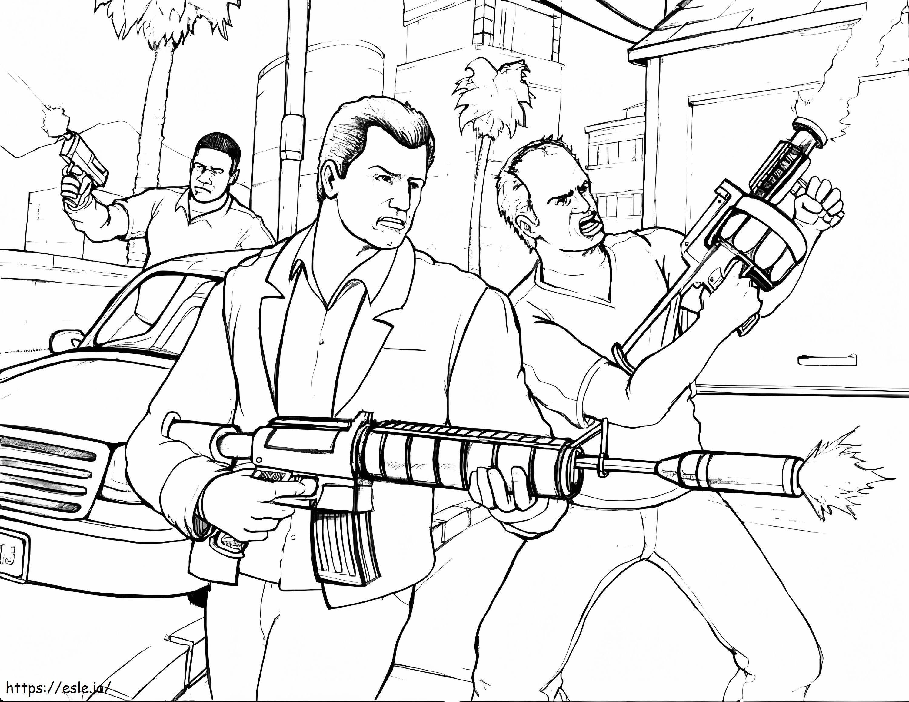 Shooting in gta coloring page