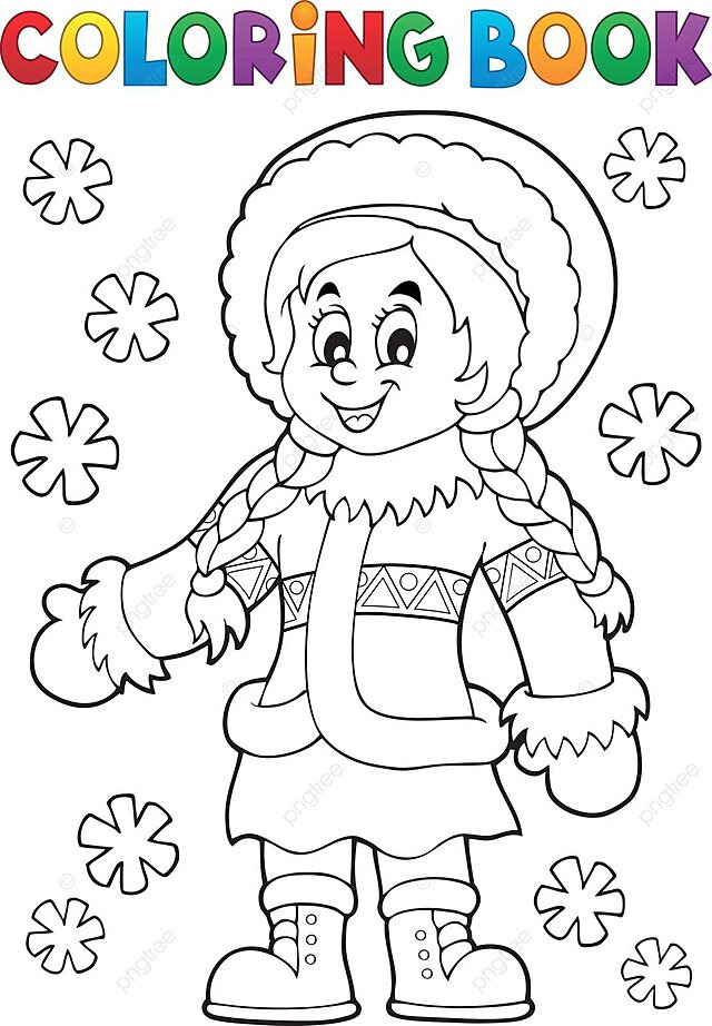Dibujo de libro para colorear temãtica inuit copo nieve guant niãa vector png dibujos dibujo de libro dibujo del lago me encanta dibujar png y vector para dcargar gratis