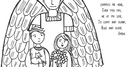 Paper dali feast day of the guardian angels free coloring page