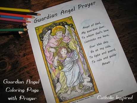 Guardian angel prayer free printable coloring page with prayer pdf download
