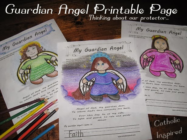 Guardian angels printable page for kids