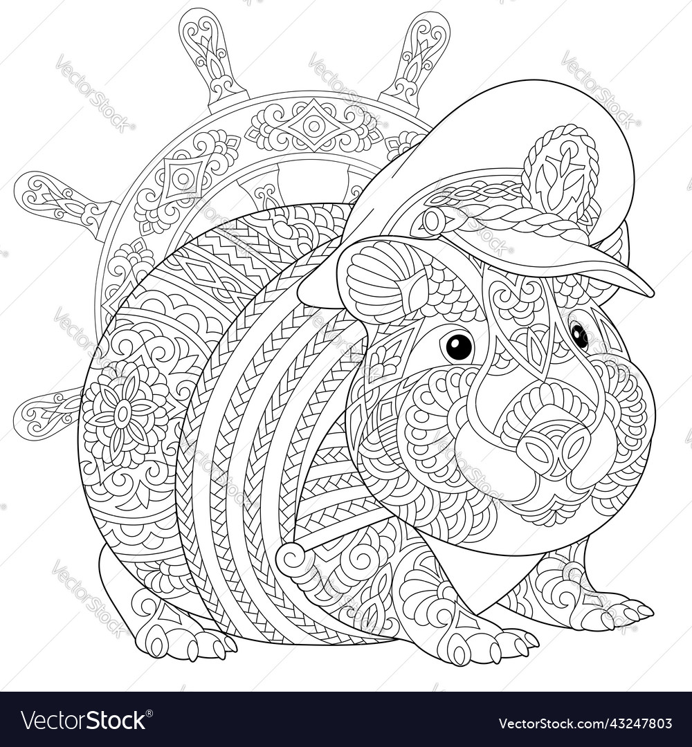 Entangle guinea pig coloring page royalty free vector image