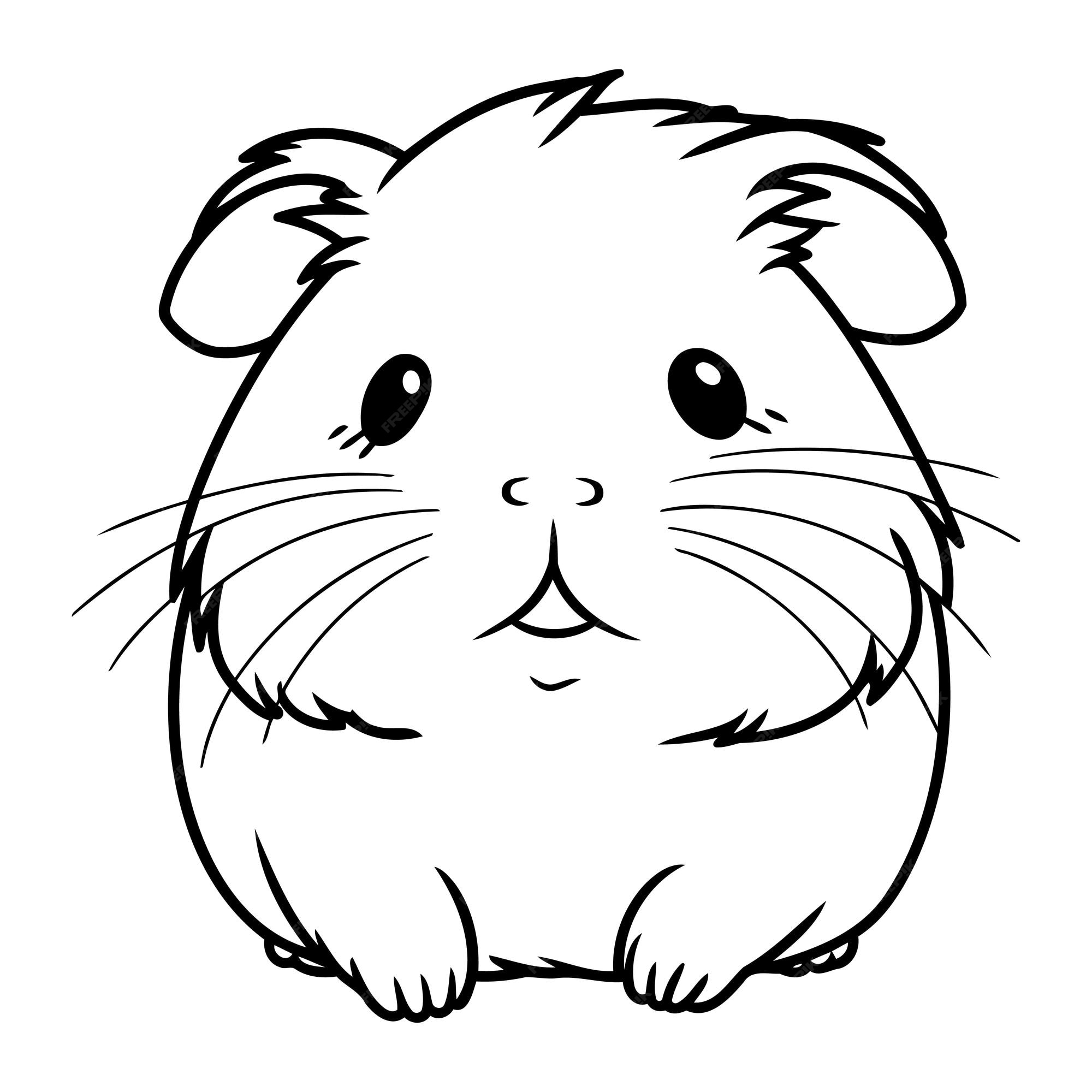 Premium vector illustration of a cute guinea pig cartoon character coloring book
