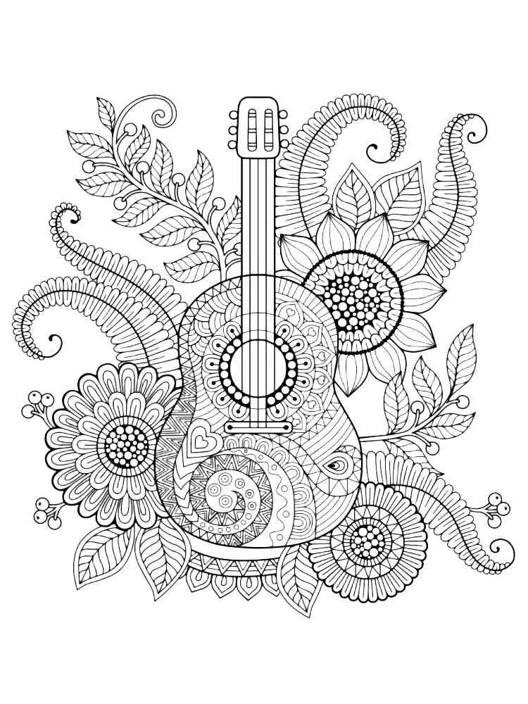 Guitar coloring pages for adults
