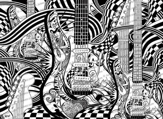 Pack coloring posters coloring pages set of music art