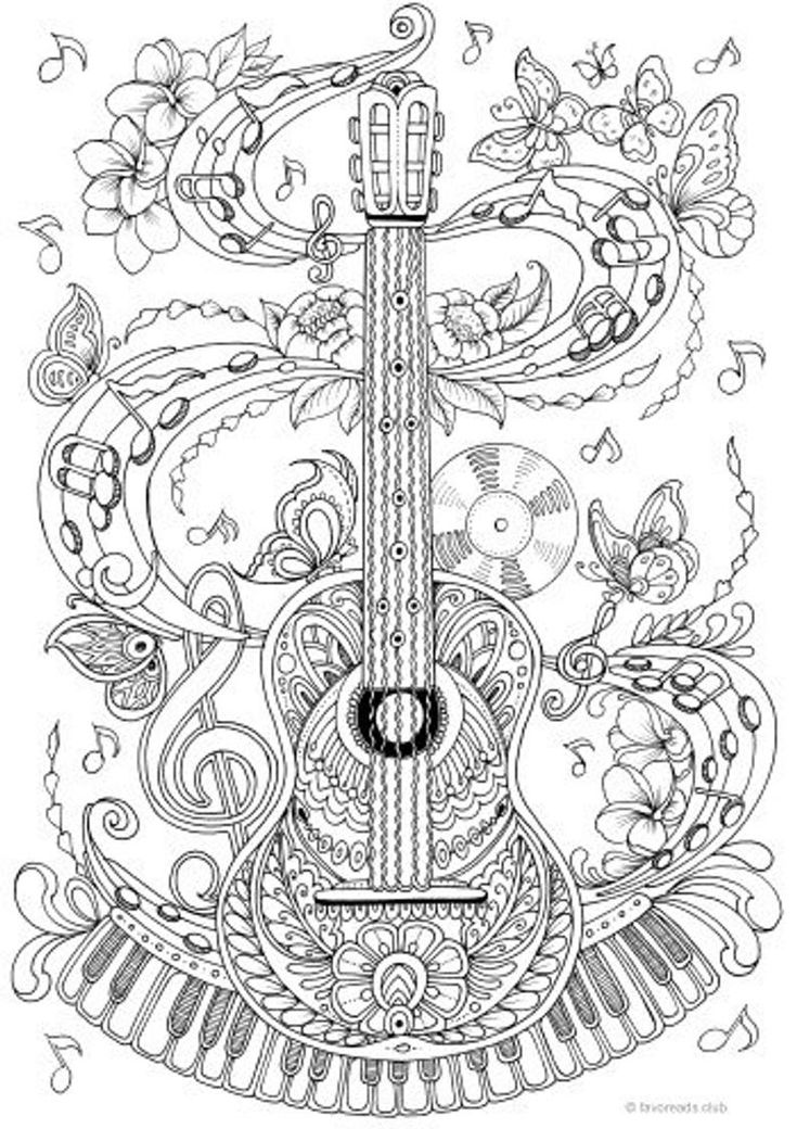 Guitar printable adult coloring page from favoreads coloring