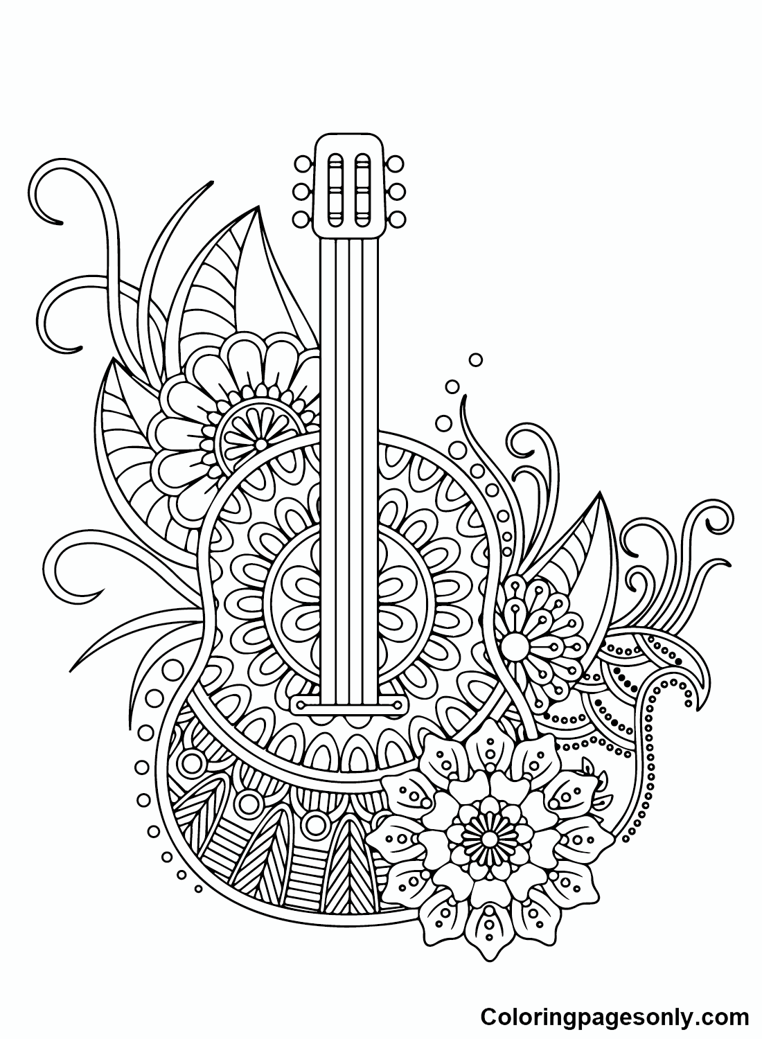 Guitar coloring pages printable for free download