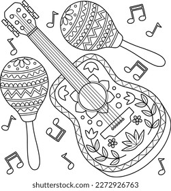 Guitar coloring page stock photos and pictures