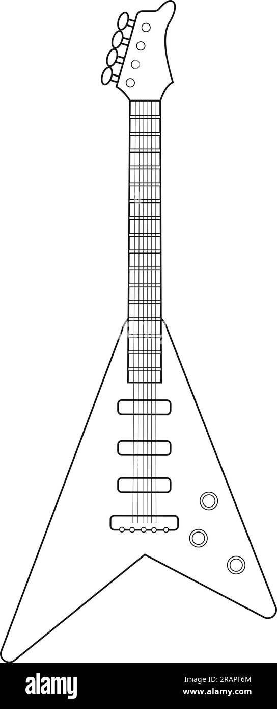 Easy coloring cartoon vector illustration of an electric guitar isolated on white background stock vector image art