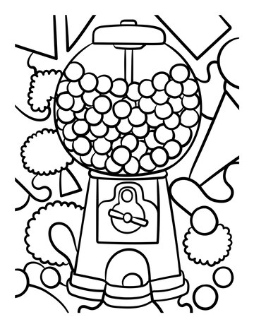 Premium vector gumball sweet food coloring page for kids