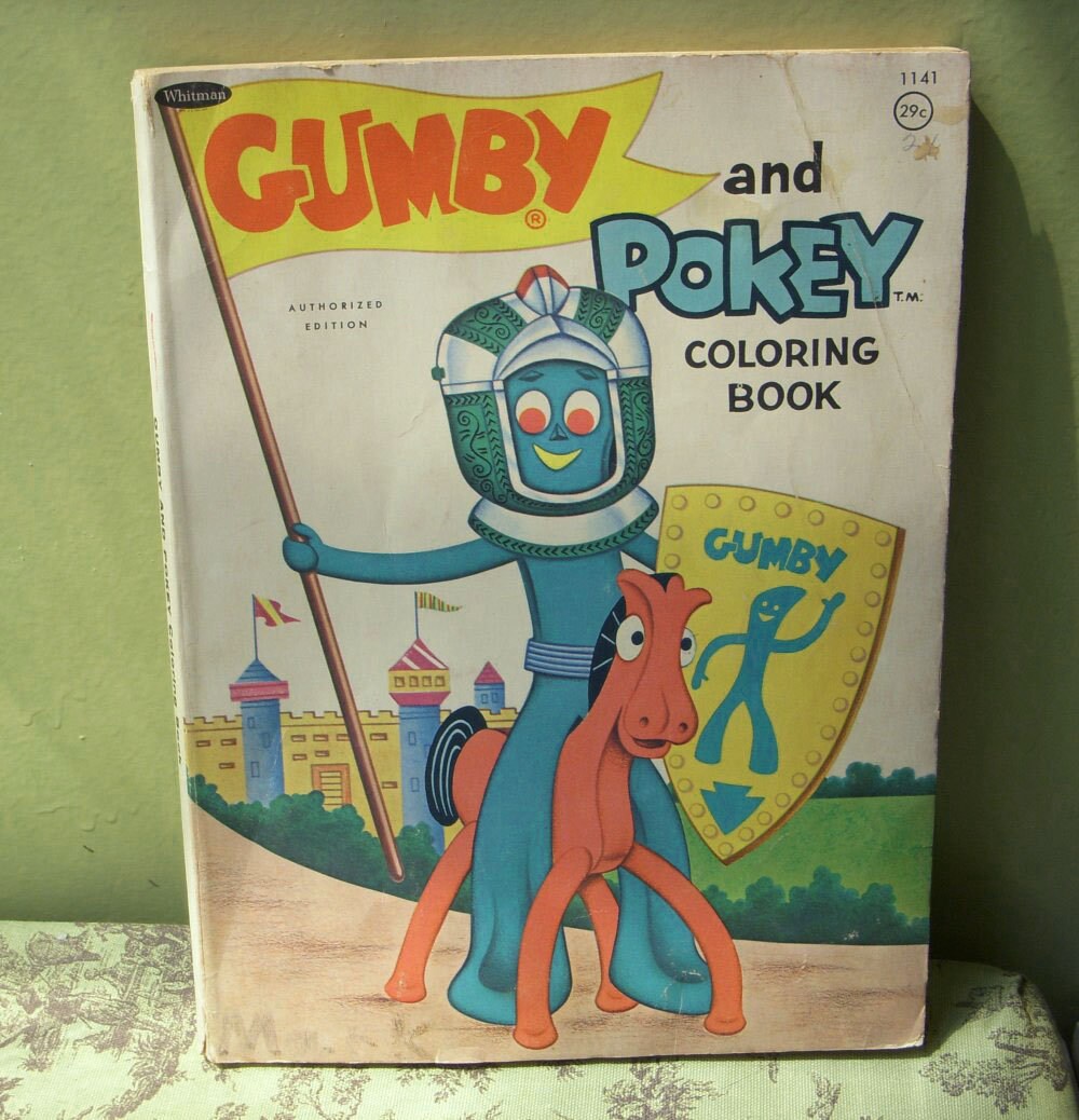 On sale rare gumby and pokey vintage coloring book vintage whitman coloring book