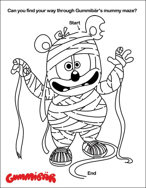 Download a free printable gummibãr halloween activity page