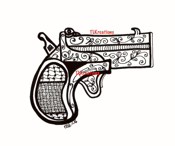Hand gun coloring page