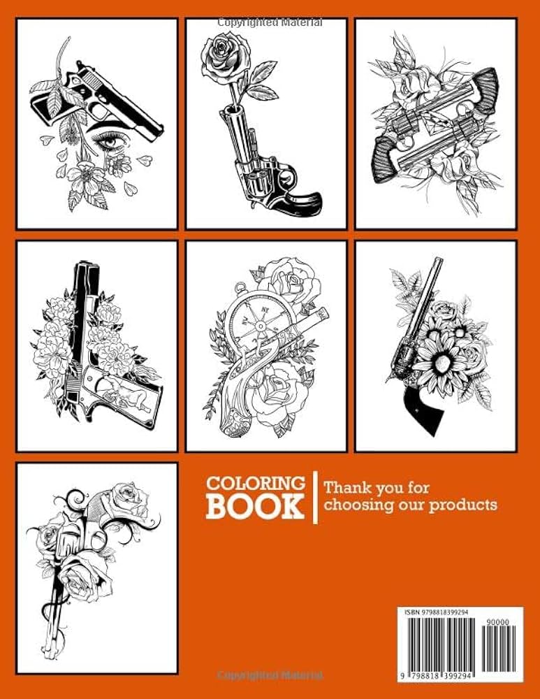 Flowers gun coloring book awesome coloring pages for adults featuring guns and flower for relaxation choco connor books