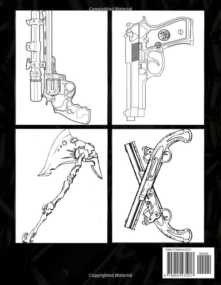 Gun knife coloring book fabulous coloring pages with wonrful illustrations for boys adults to relax and unwind joy rainbow books