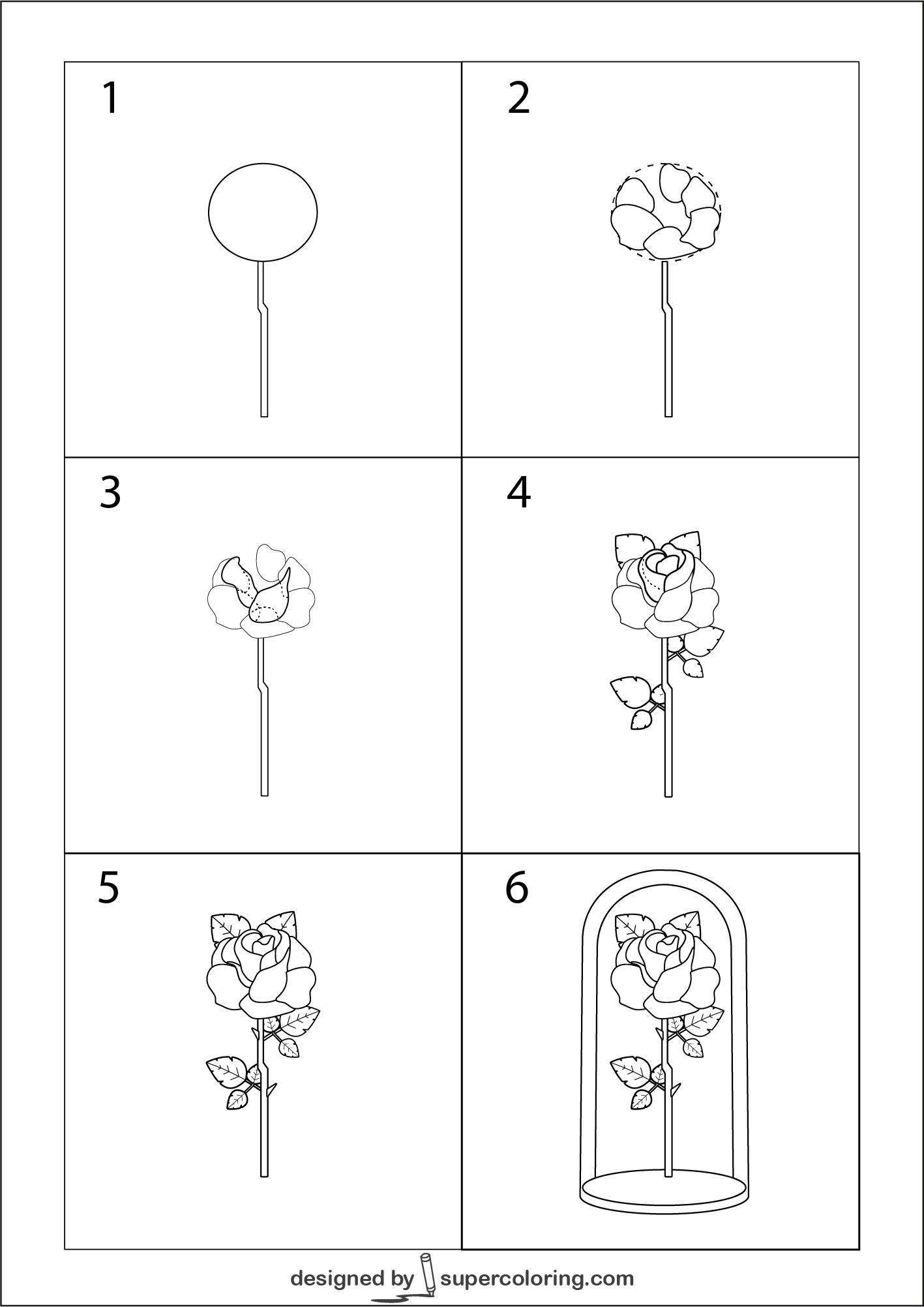 How to draw a rose easy free printable puzzle games