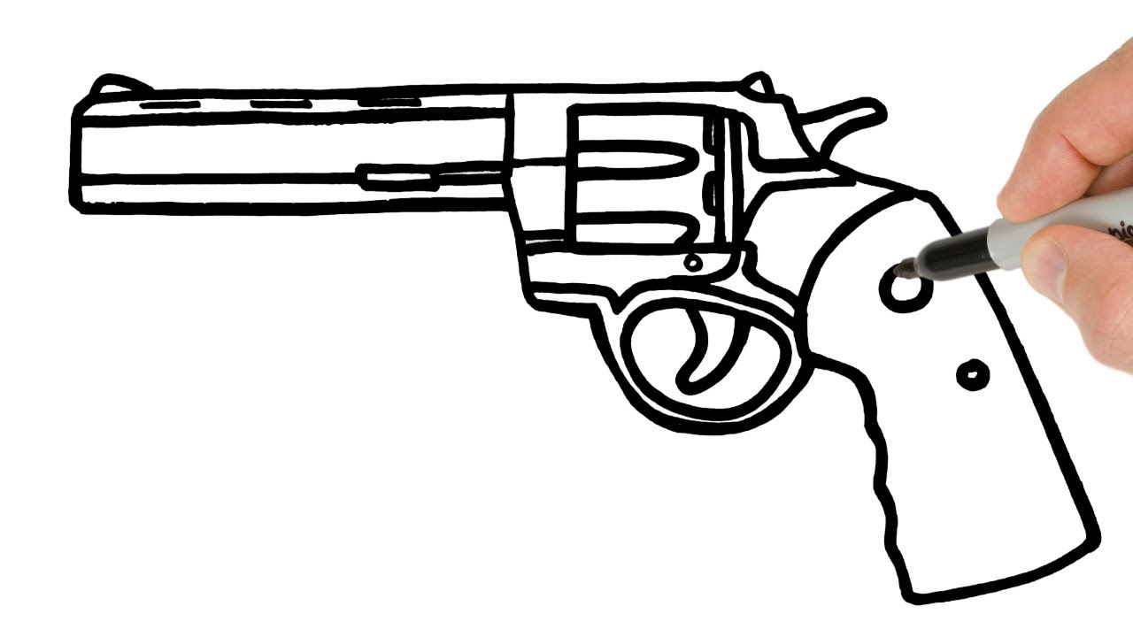 How to draw revolver gun easy drawing tutorial
