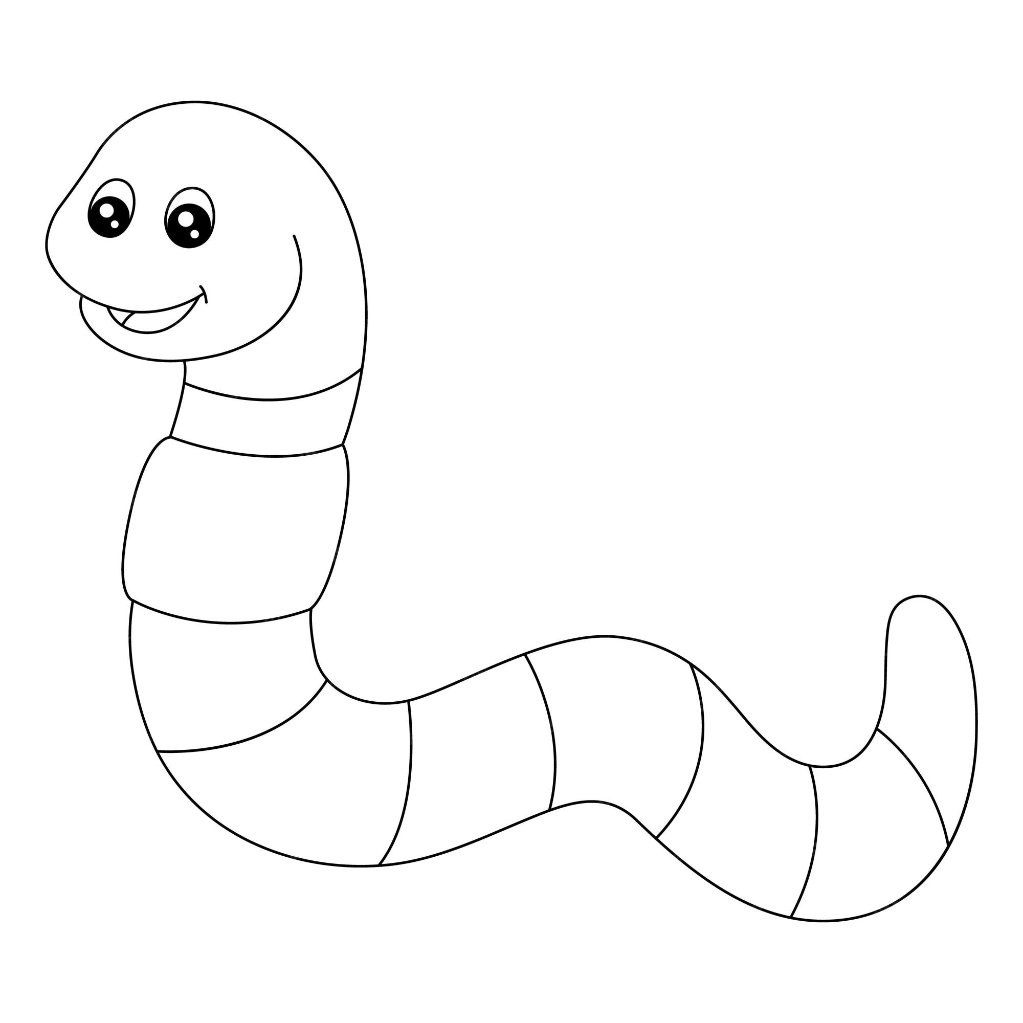Premium vector a cute and funny coloring page of a worm provides hours of coloring fun for children to color this page is very easy suitable for little kids and toddlers