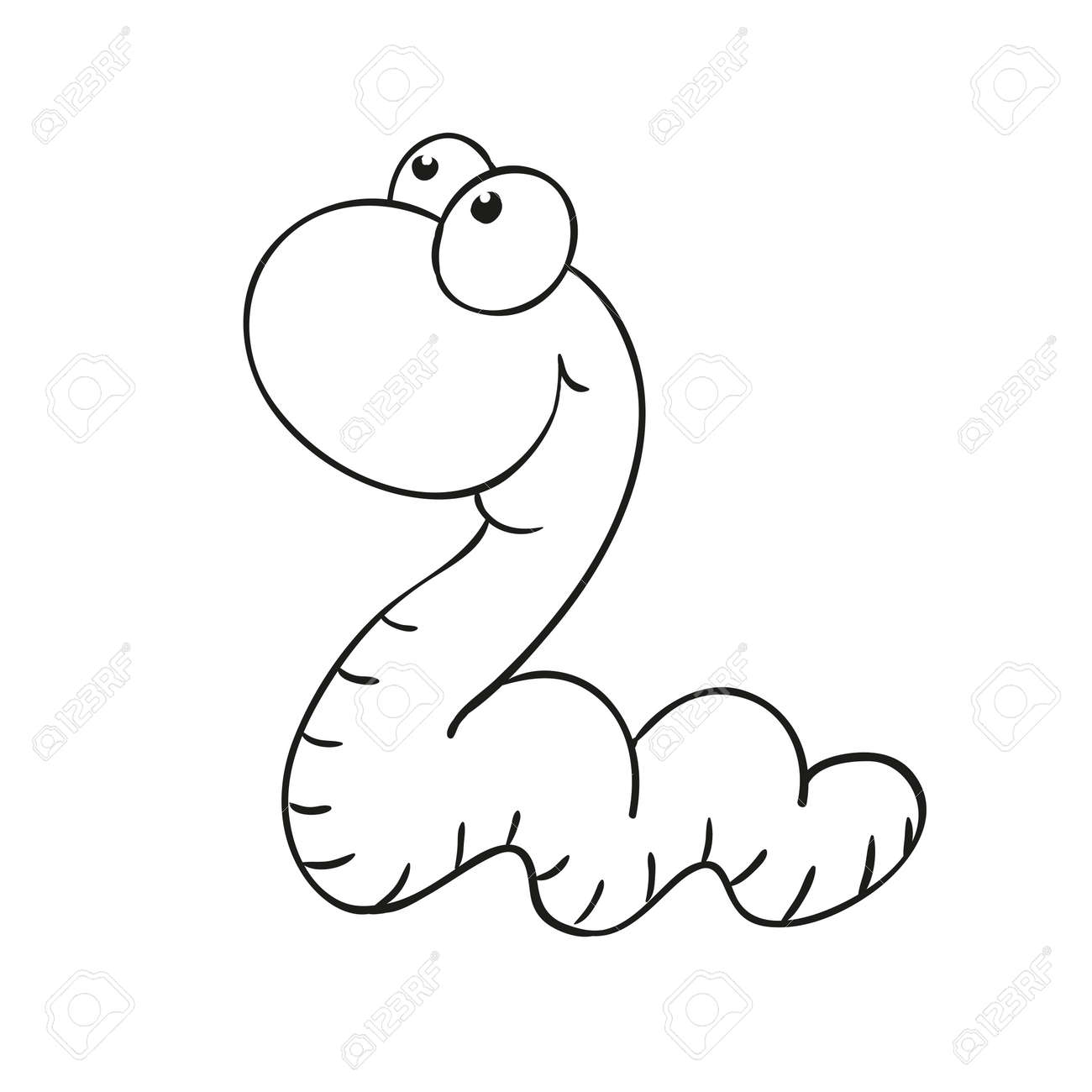 Cute cartoon character worm coloring book vector illustration isolated royalty free svg cliparts vectors and stock illustration image