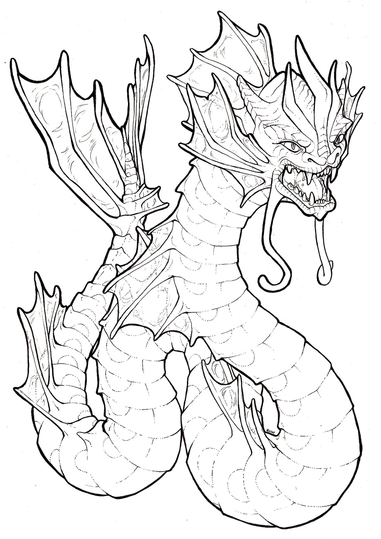 Gyarados lineart by barefootfoof on