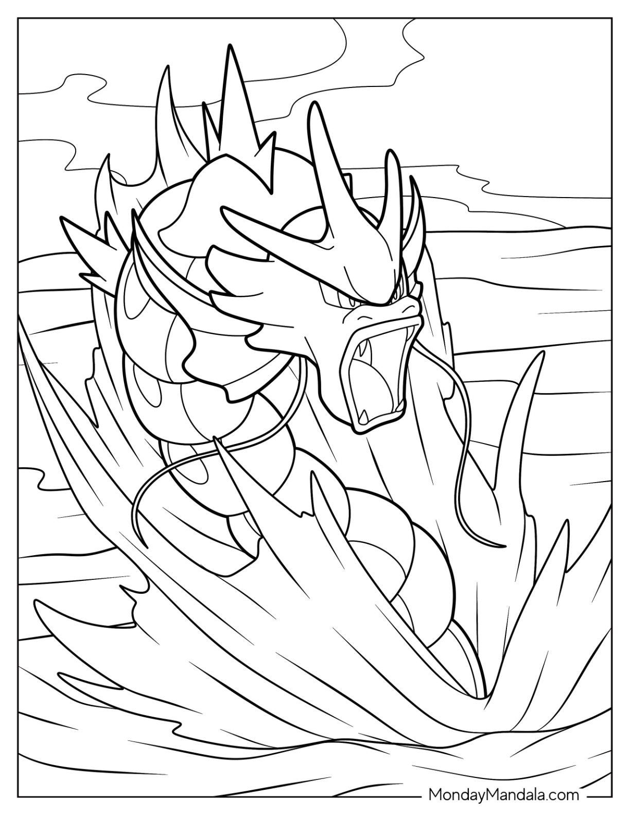 Gyarados coloring pages free pdf printables
