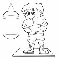 Boy boxing in the gym coloring pages