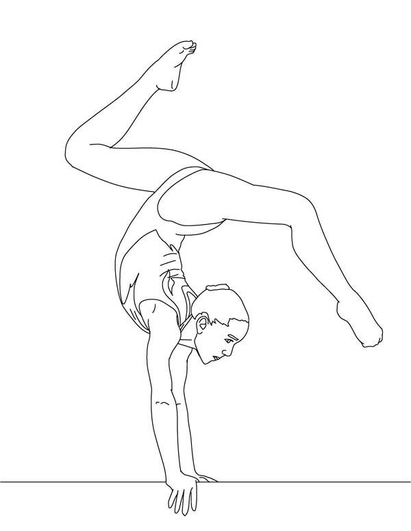 Balance beam artistic gymnastic coloring page