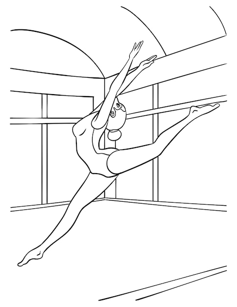 Premium vector gymnastics coloring page for kids