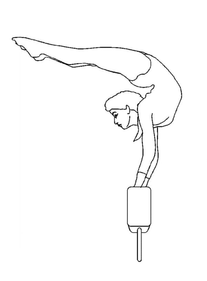 Balance beam gymnastics image coloring page