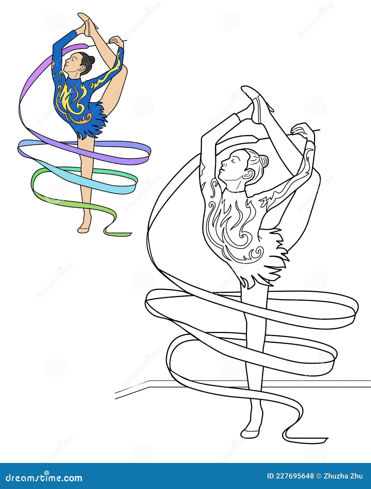 Gymnast coloring stock illustrations â gymnast coloring stock illustrations vectors clipart