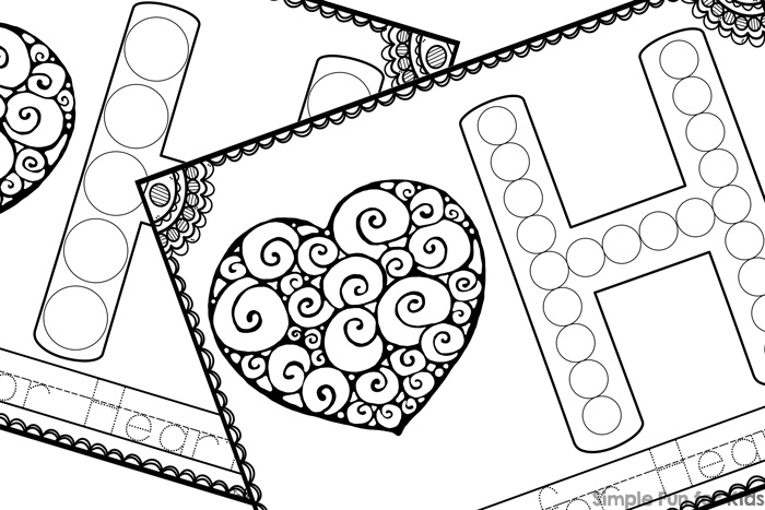 H is for heart dot marker coloring pages