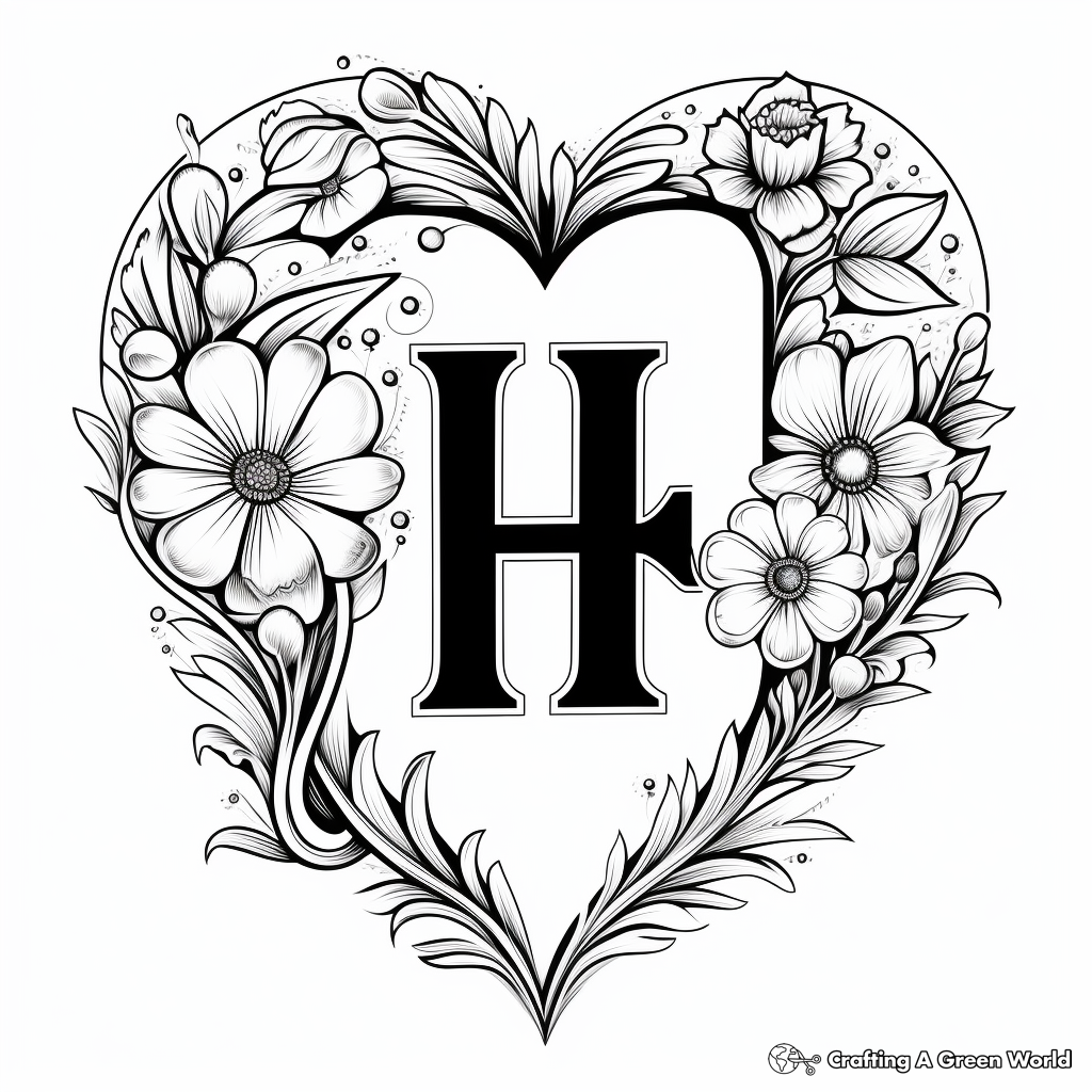 H is for heart coloring pages