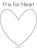 H is for heart coloring page